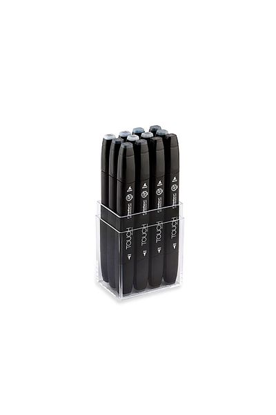 Shinhan Art Touch Twin Marker Pen Double Ended Marker Pen Set of 12 Blue Green Gray