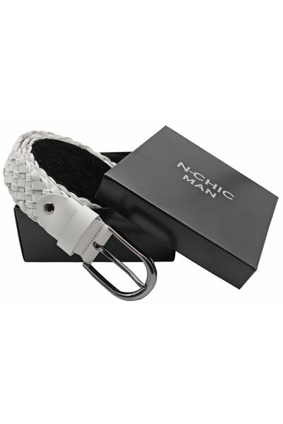 N-CHIC Man Men's Knitted Leather Belt Gift Boxed