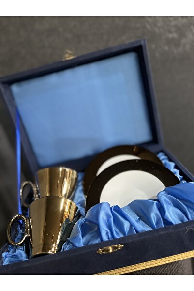 DH Home Design 2 Li Titanyum Kaplama Kadife Kutulu Fincan