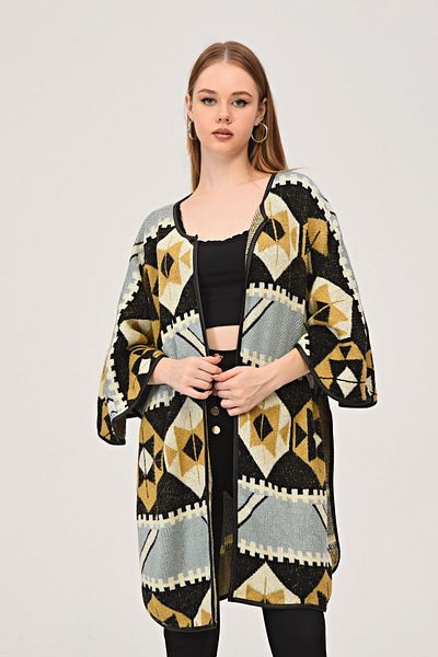 MJORA Patterned Wool Poncho