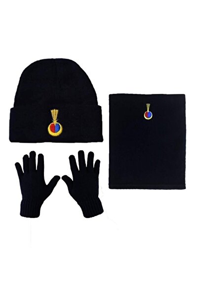 BARIŞ ASKERİ MALZEME - Lacivert Yün Bere Ve Polar Boyunluk Ve Yün Eldiven Set