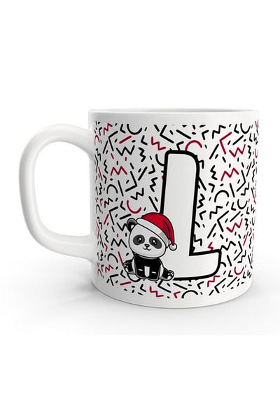 Rock'n Fox Letter L Cute Panda New Year Design Letter Mug Cup