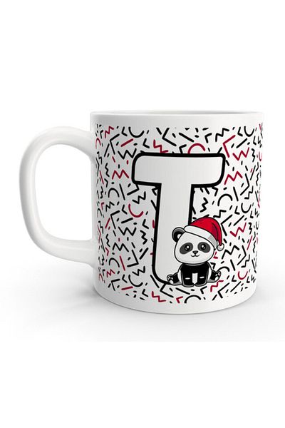 Rock'n Fox Letter T Cute Panda New Year Design Letter Mug Cup