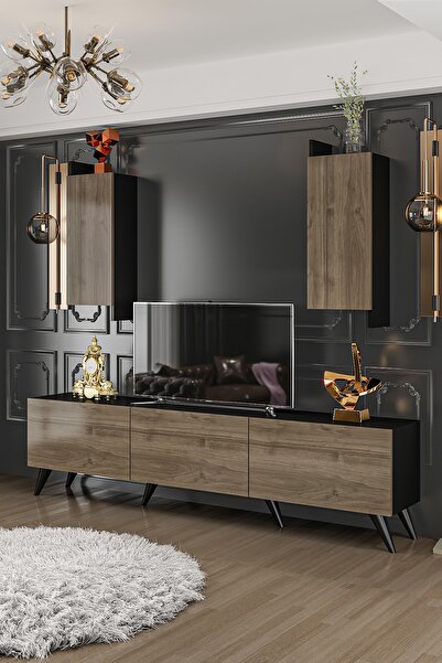 Givayo Mobilya Dante Tv Ünitesi Siyah Ceviz 180 Cm