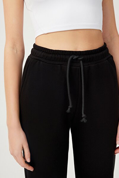 Los Ojos Women's Black Elastic Leg Jogger Sweatpants Drawstring