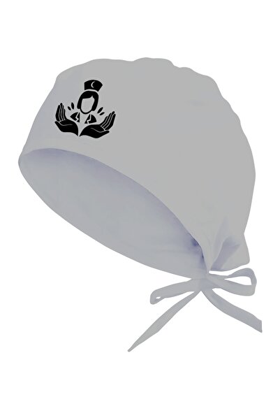 Tasarım Trend Special Print Surgical Bonnet for Nurses / Hospital Bonnet Gray