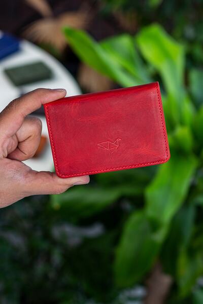 Garbalia Magnet Crazy Leather Red unisex Card Holder Wallet