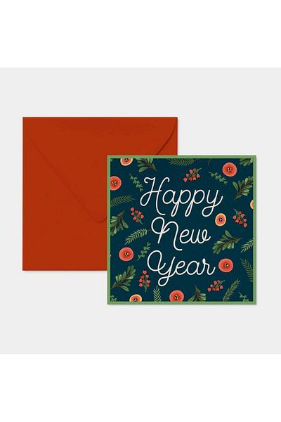 HRS Postcard - Square Greeting Card & Envelope New Year New Year Christmas