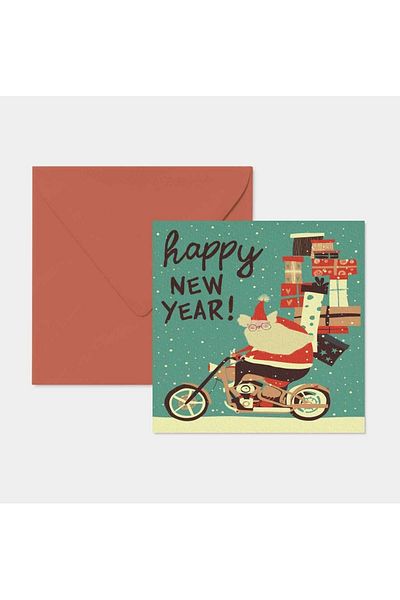 HRS Postcard - Square Greeting Card & Envelope New Year New Year Christmas