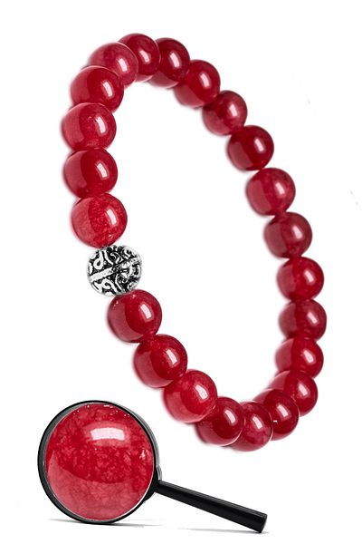Tesbih Atölyesi Natural Red Agate Stone Bracelet with Certified Silver Device