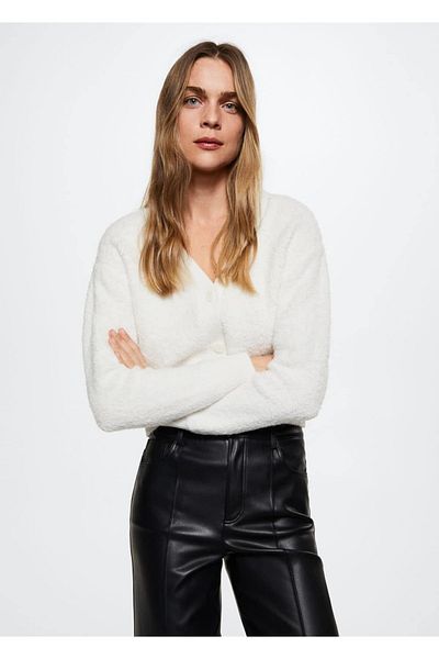 MANGO Woman Boucle Knitted Cardigan