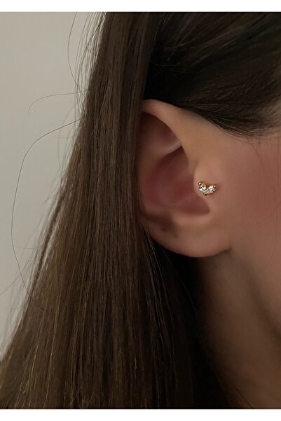 Okkostore Kadın Çift Taşlı Tragus Piercing