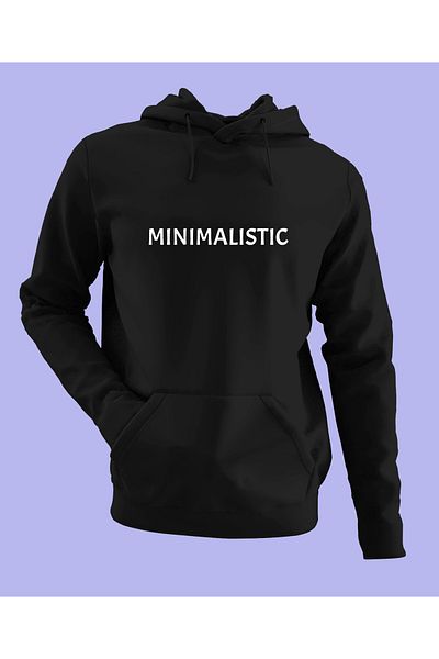 Raf Coll Hanorac cu glugă unisex, negru, supradimensionat, cu text minimalist, imprimat digital