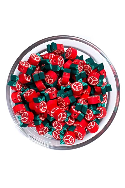 yfhobi 10 Adet - Polimer Fimo Boncuk, Nar Desenli Polimer Kil Boncuk. 1. Kalite
