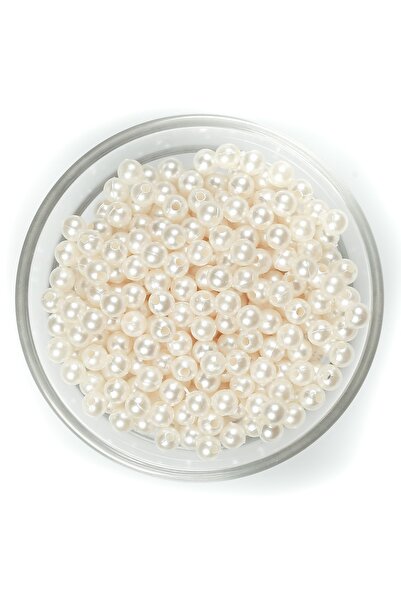 yfhobi 25 Gram - 6 Mm Krem Renk Inci Boncuk, Plastik Inci Boncuk, (205-215 Ad...