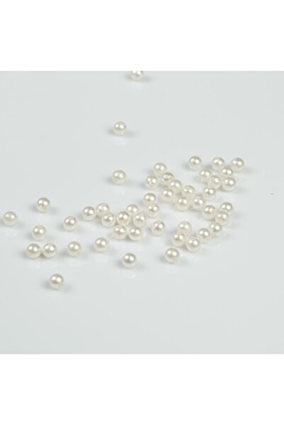 yfhobi 25 Gram - 6 Mm Krem Renk Inci Boncuk, Plastik Inci Boncuk, (205-215 Adet Arası)