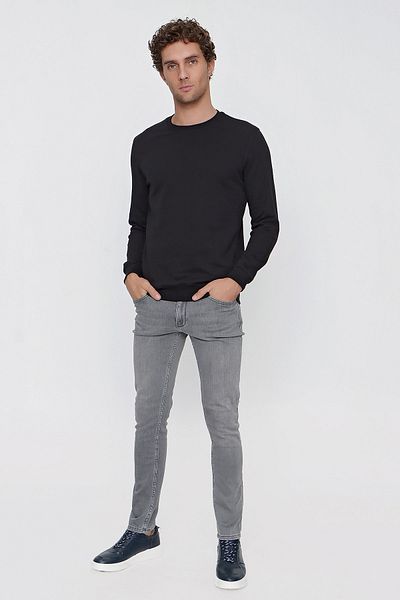 Morven Men's Black Basic Crew Neck Dynamic Fit Relaxed Cut Sweatshirt