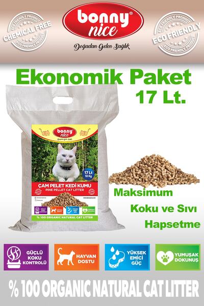 Bonny Nice Doğal Çam Peleti Kedi Kumu 10 Kg 17 L