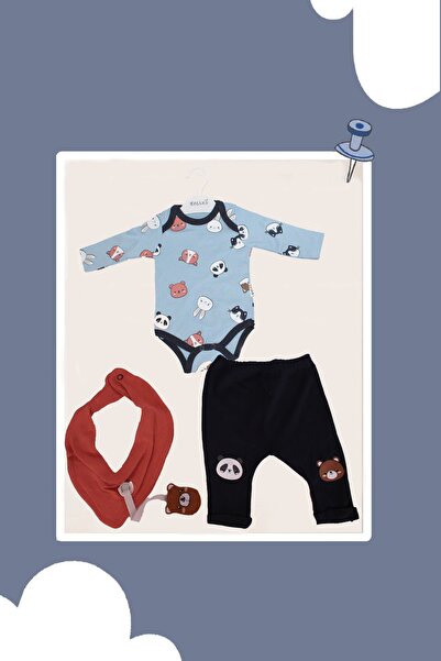 edoy Erkek Bebek 3lü Hastane Çıkışı Mavi Bebek Takımı 0-3 Ay, 3-6 Ay Bebek Ta...