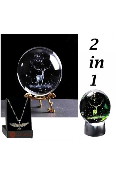 Lapidaria 3d Karlar Ülkesi Geyik Tasarımlı Metal Ayaklı Ve Işıklı Cam Küre De...