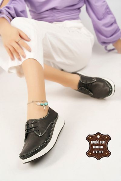 Ayakkabı Fuarı Elite Mn83c Women's Genuine Leather Espadrille Black - White