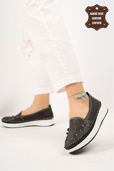Ayakkabı Fuarı Elite Mn84c Women's Genuine Leather Espadrille Black