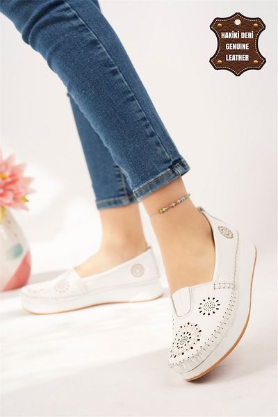 Ayakkabı Fuarı Espadrile din piele naturală pentru femei Elit Mn85l21c alb