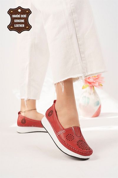 Ayakkabı Fuarı Elite Mn85l21c Women's Genuine Leather Espadrille Red