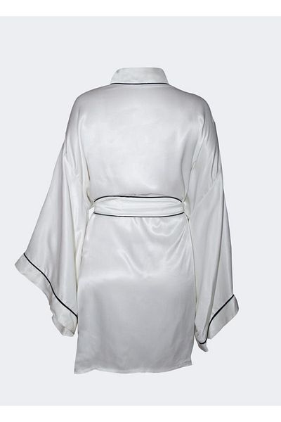 Beauty Pillow White Silk Satin Kimono & Dressing Gown