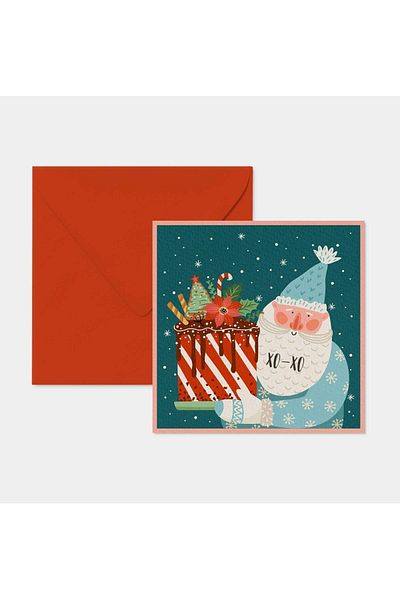 HRS Postcard - Square Greeting Card & Envelope New Year New Year Christmas
