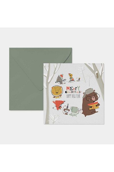 HRS Postcard - Square Greeting Card & Envelope New Year New Year Christmas