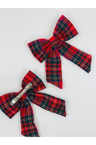 EBMER Red Plaid Hair Clip Women's Bow Automatic Hairpin Women's Hair Clip Girl's Hair Clip