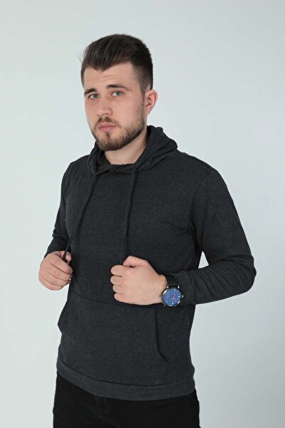 SILATU Sweat de buzunar cangur cu glugă antracit