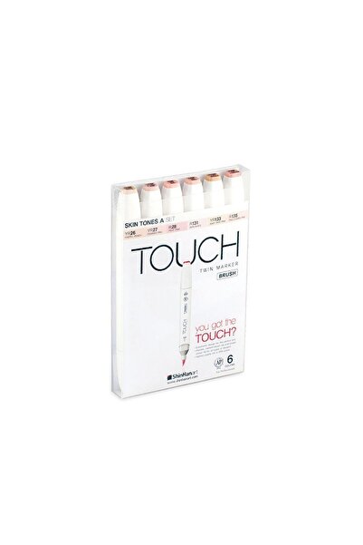 Shinhan Art Touch Twin Brush Pen: Double Sided Marker Set: 6-Piece Skin Colors A