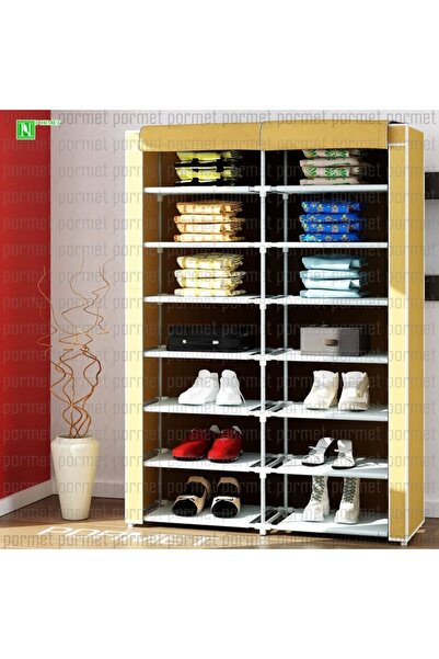 RUSTİKEVDECORART 2 Bölmeli Bez Ayakkabılık Portatif Ayakkabılık Dolap