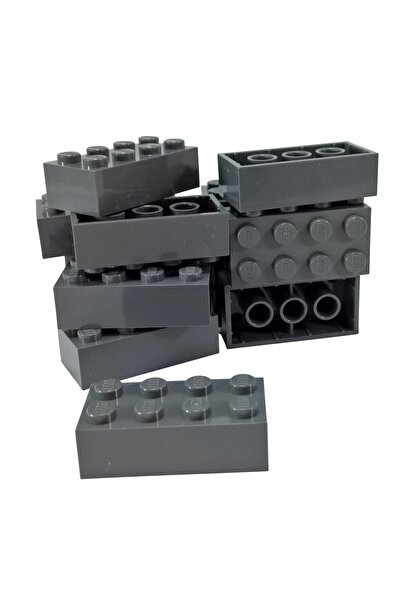 LEGO Orjinal Aksesuar Moc Custom Creator Brick 2 X 4 Tuğla Koyu Gri 4 Adet Gö...