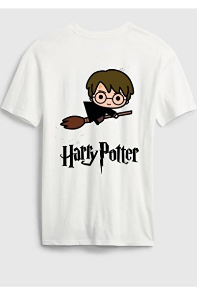 RYO FASHİON Harry Potter Dijital Baskılı Unisex Beyaz Oversize T-shirt
