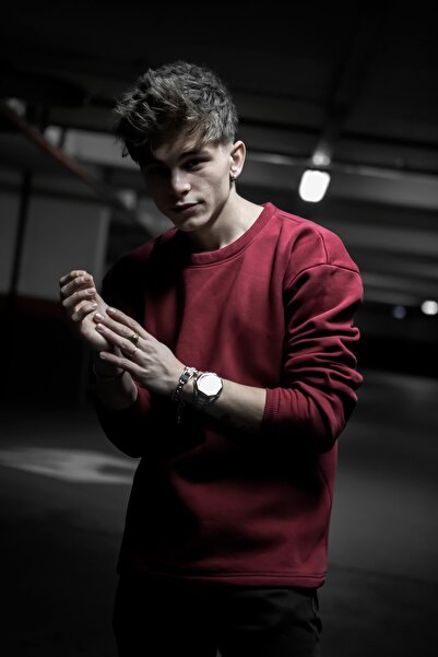 Bordo Sweatshirt Arka Detaylı
