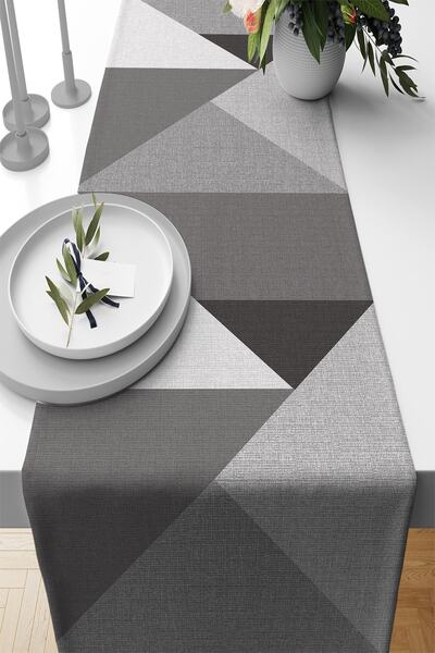 Lizia Home Geometric Thai Feather Woven Premium Stain-Repellent Fabric Tablecloth Runner 40x140cm Rnr392