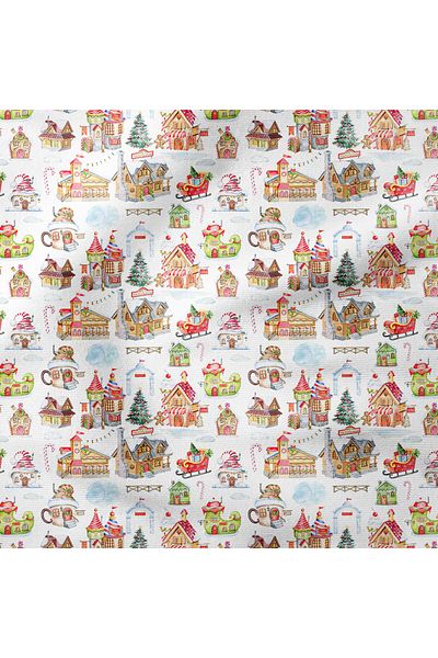 Tataroğlu Dijital Kumaş Winter Wonder Collection Χειμερινή σειρά με θέμα την Πρωτοχρονιά Ψηφιακό τυπωμένο ύφασμα με μοτίβο