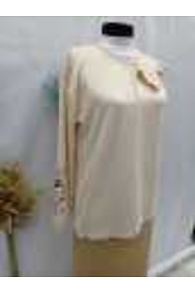 Sel Tekstil Battal Combed Cotton Elastic Sleeve Lace Detailed Mother Blouse