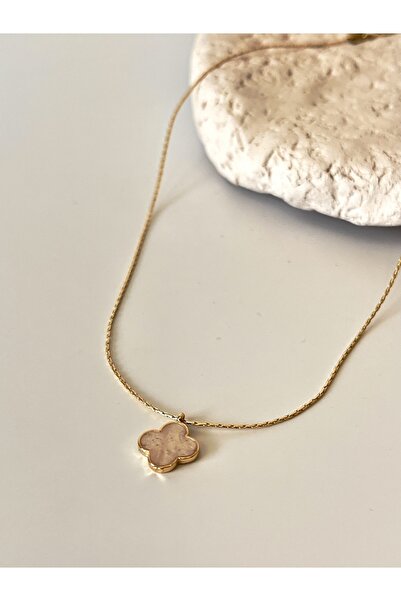 Ladies&Gentlemen Sedefli Yonca Altın Kaplama Tasarım Kolye