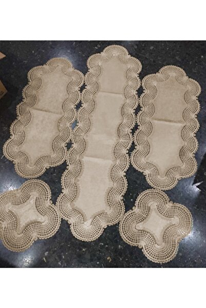 Çt Çeyizci Tekstil Комплект за хол, 5 части, дантелени покривки за маса - Кап...