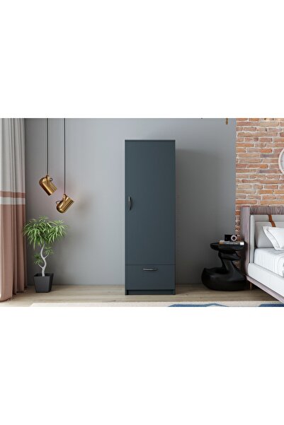 Derya Dekor Santa Tek Kapak ve Askılı Gardırop Antrasit