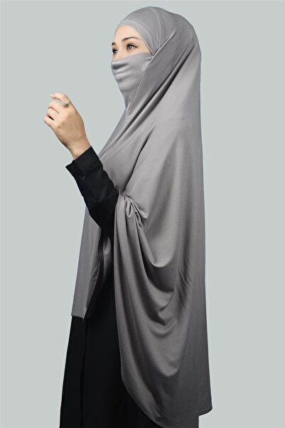 Altobeh Ready Practical Scarf with Turban Veil Hijab with Hijab - Prayer Cover Souffle (5XL) - Gray