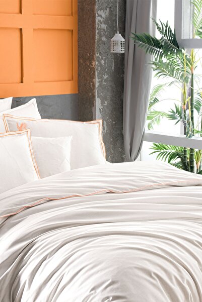 Sarev Supra Ekru King Size %100 Pamuk Poplin Nevresim Takımı