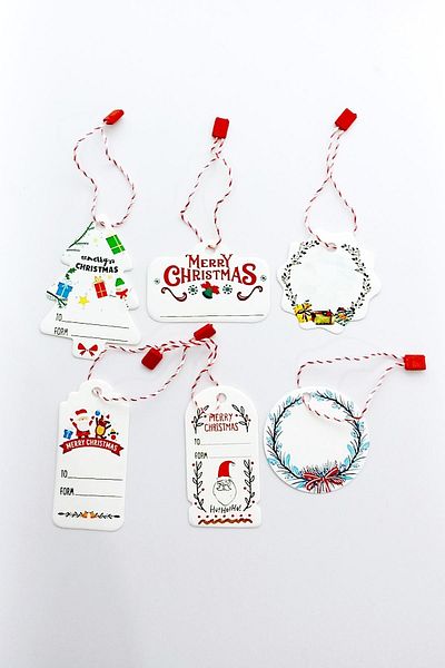 Vice New Year's Gift Tag 42 Pieces New Year's Tag (RED AND WHITE WITH LOCK THREAD)