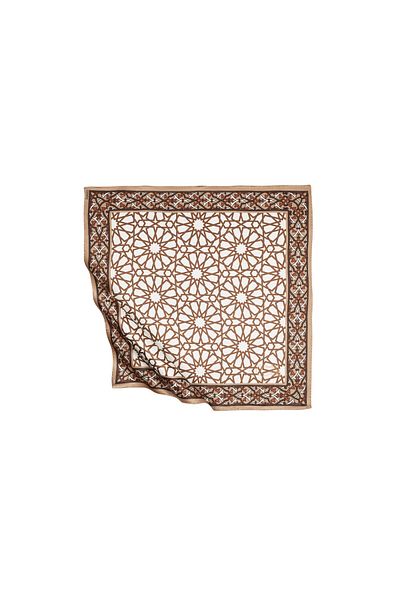 ipekevi Πράσινο Turban Brown Satin Silk Μαντήλι Μοντέλο 05