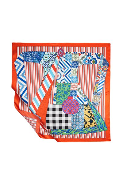 ipekevi Eșarfă din mătase satinată portocalie Caftan al Sultanei