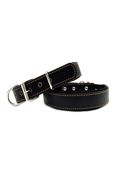 Tasma Market Black Soft Textured Leather Dog Collar Dog Collar